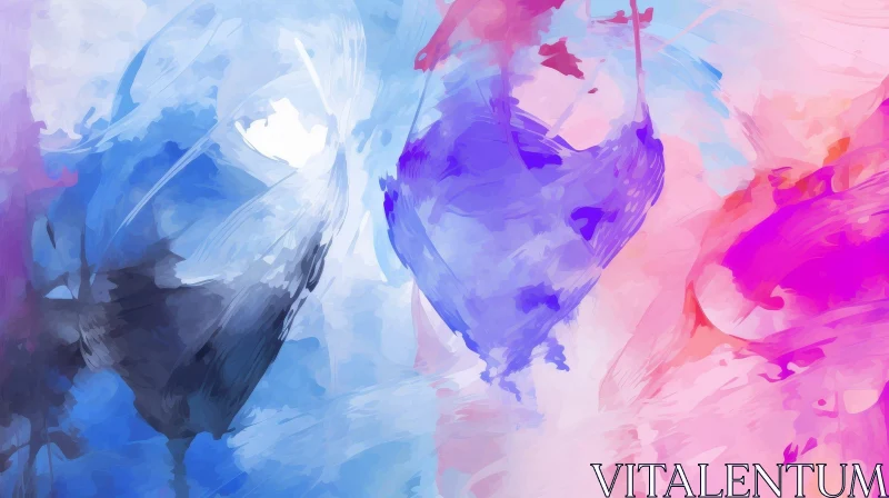 Colorful Abstract Painting with Purple Heart on Blue Background AI Image