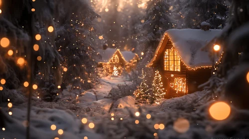 Magical Snowy Forest Cabins