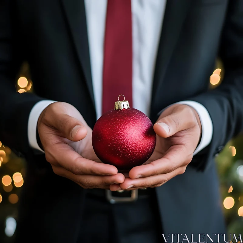 AI ART Festive Hands Cradling a Holiday Ornament