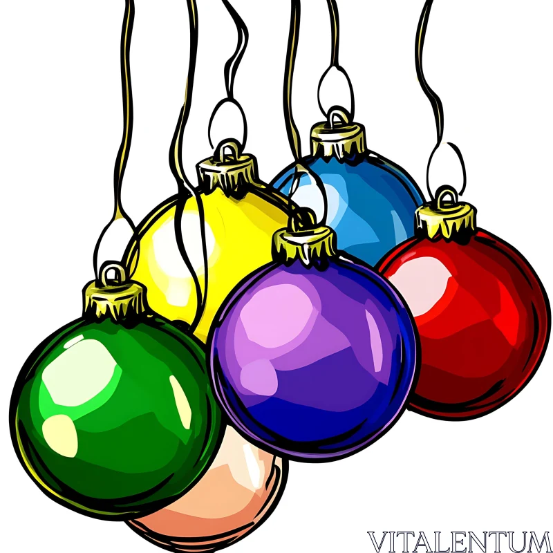 Colorful Christmas Decorations AI Image