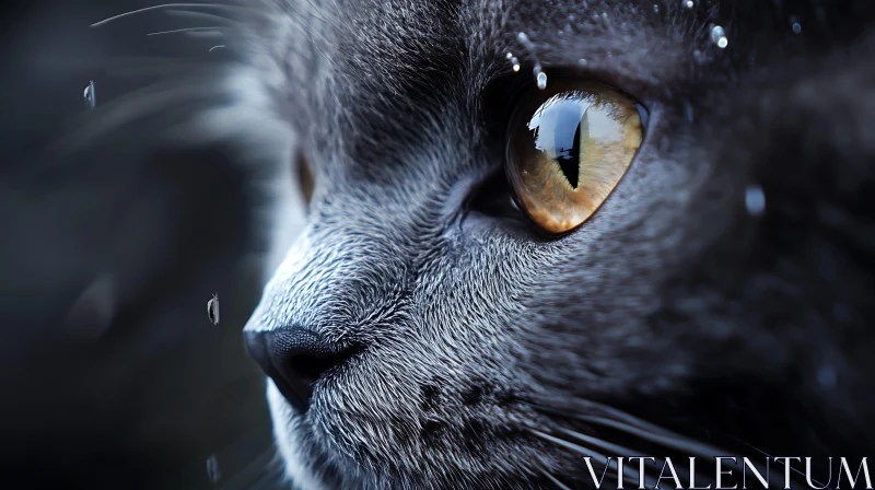 AI ART Detailed Cat Close-up with Reflective Amber Eye