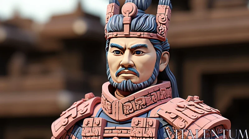 Majestic Chinese Emperor Statue in Park AI Image