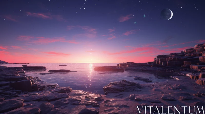 Moonlit Ocean: Captivating Scene of Tranquility AI Image