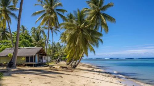 Tranquil Beach Hut with Palm Trees | Nikon D850 | Papua New Guinea Art