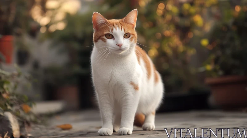 Serene Feline in Outdoor Setting AI Image