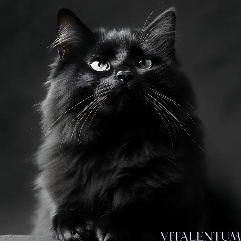 Close-Up of a Majestic Black Feline AI Image