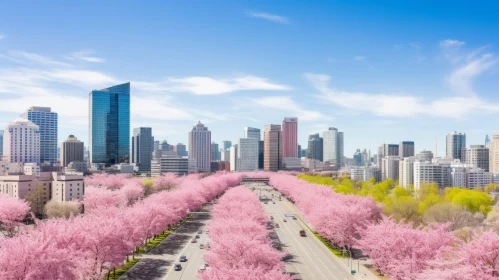 Blooming Sakura Trees: A Captivating Cityscape