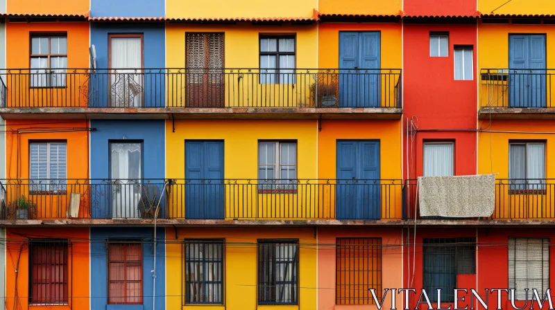 Captivating Colorful Facades of Buildings in Minimalist Style AI Image