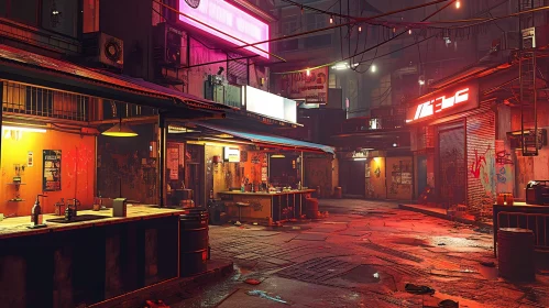 Dark and Dirty Cyberpunk Alleyway in a City