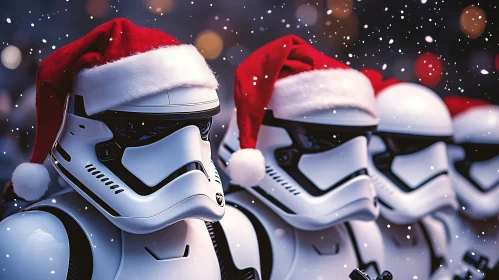 Festive Stormtroopers in Snowy Holiday Scene