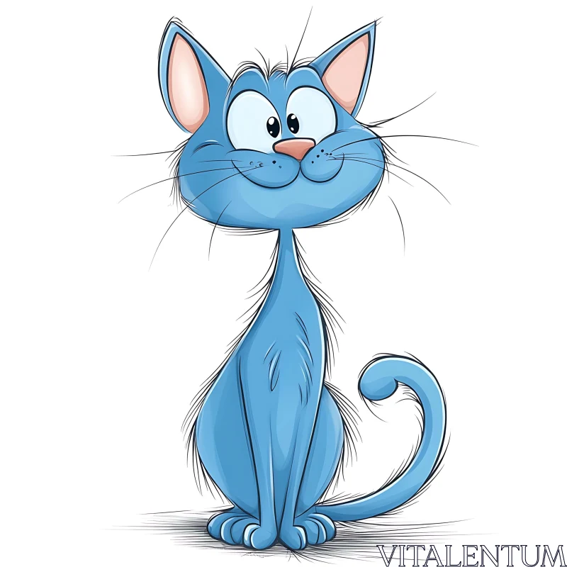 Playful Blue Cartoon Cat Character AI Image