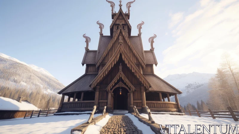 AI ART Eerily Realistic Wooden Church in Snowy Mountains | Unreal Engine Rendering