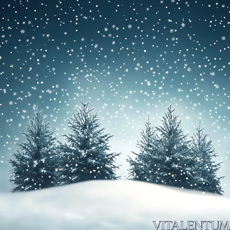 Peaceful Snowy Forest in Winter AI Image