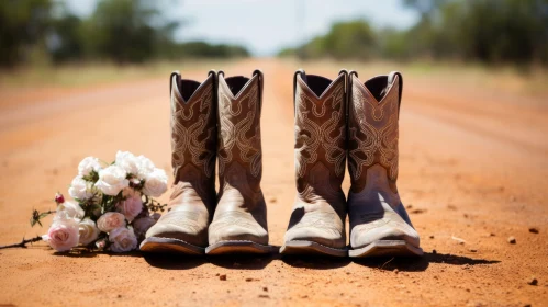 Rustic Romance: Cowboy Boots on Australian Dirt Road