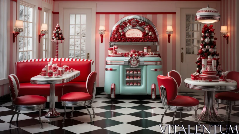 Whimsical Retro Dining Room with Candy-Coated Aesthetics AI Image