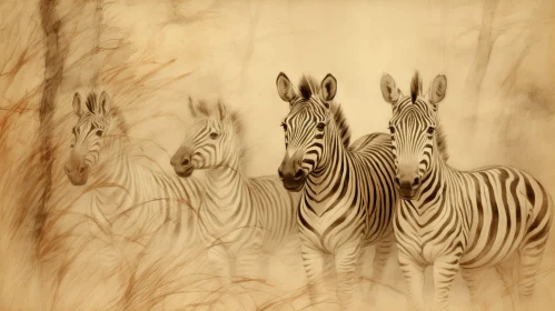 Zebra Wildlife Digital Painting in Field