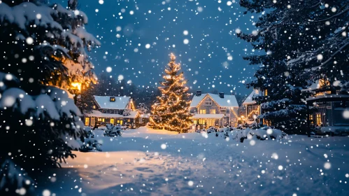 Cozy Winter Wonderland with Festive Christmas Lights