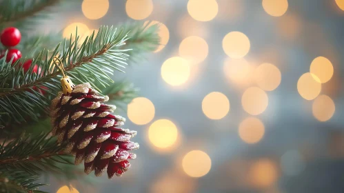 Golden Glittered Pine Cone Decoration