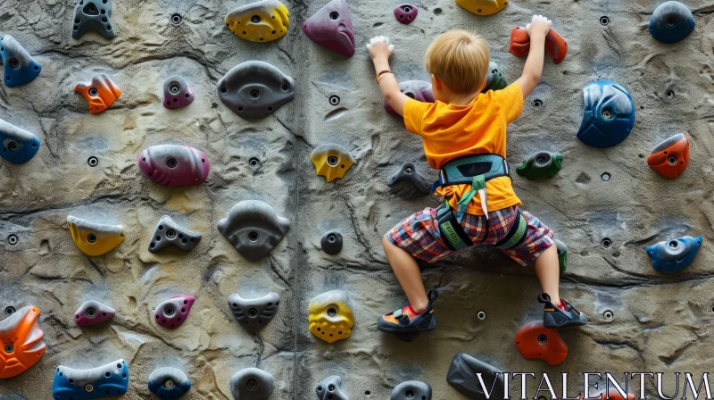Child Rock Climbing Adventure AI Image
