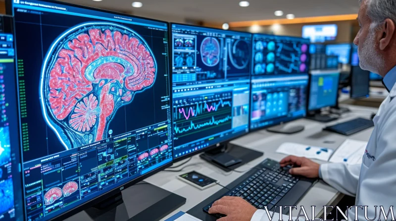 Detailed Scientific Brain Image Examination using Computers AI Image