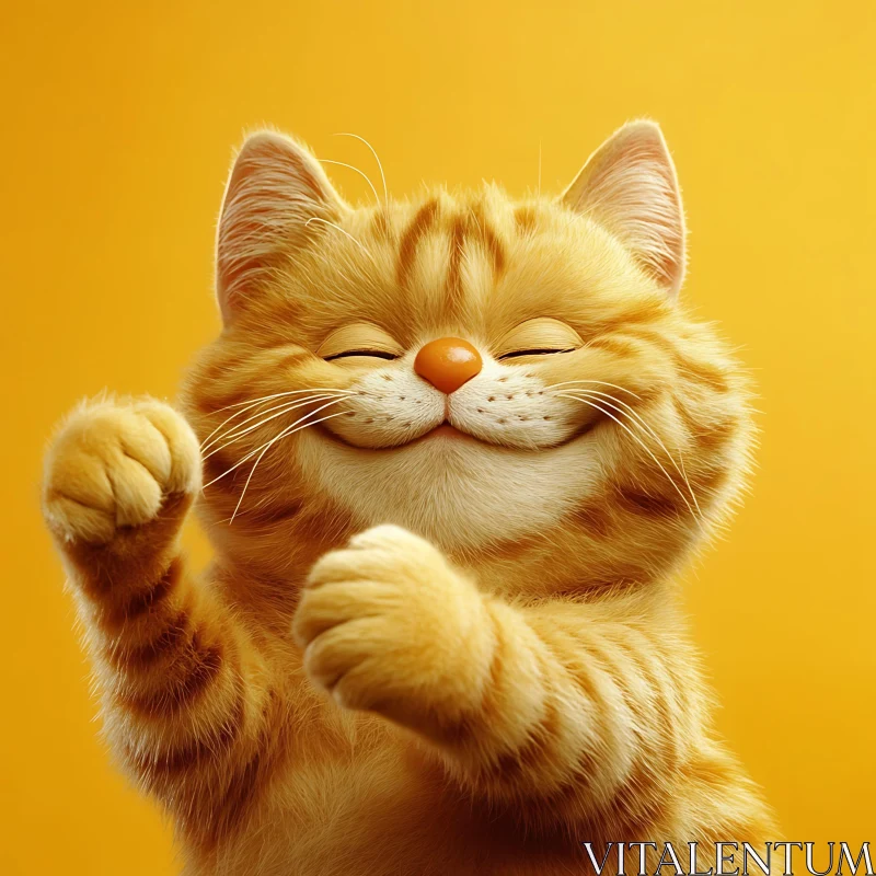 Delightful Orange Cat with Closed Eyes AI Image