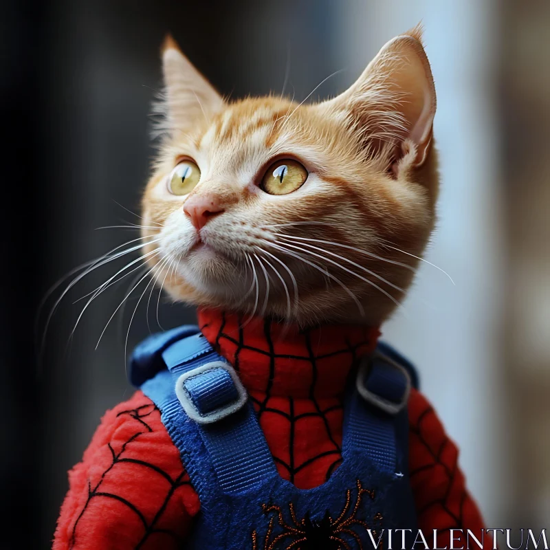 Spider-Man Kitten with Bright Eyes AI Image