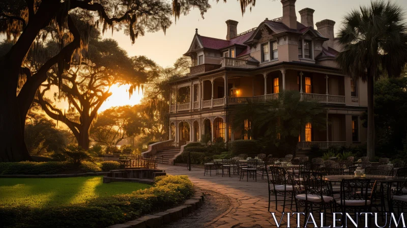 Enchanting Victorian Mansion at Sunset | Atmospheric Architecture AI Image