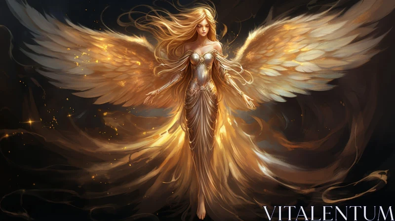 AI ART Golden-haired Angel Painting