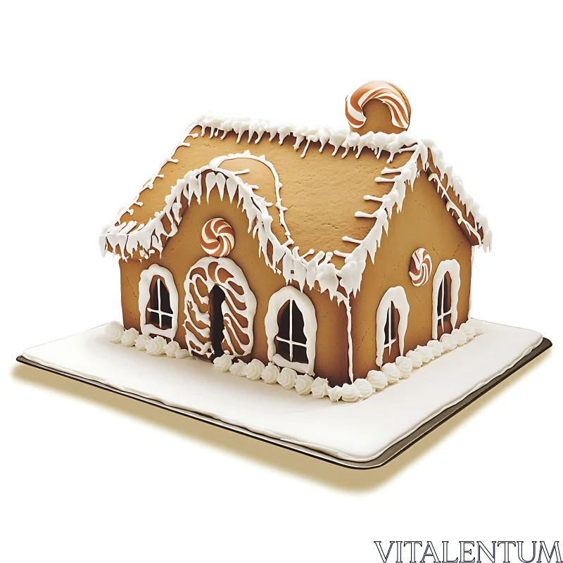 Festive Gingerbread House with Icing Decorations AI Image