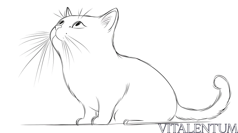 Elegant Cat Sketch in Side Profile AI Image