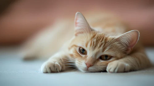 Relaxed Ginger Cat Close-Up