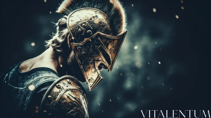 Male Warrior with Golden Helmet - Determined Look AI Image