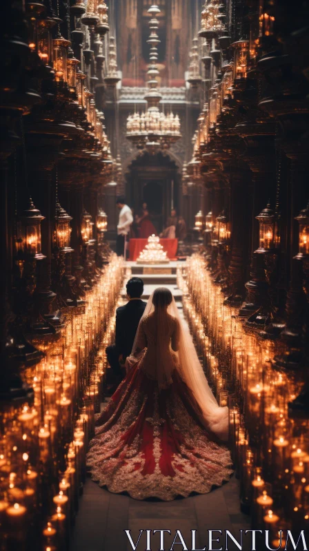 Sacred Love: Wedding Scene with Candlelight in Church AI Image