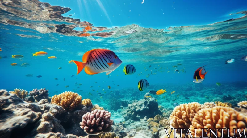 Vibrant Tropical Fish Swimming on Coral Reef | Underwater Scene AI Image