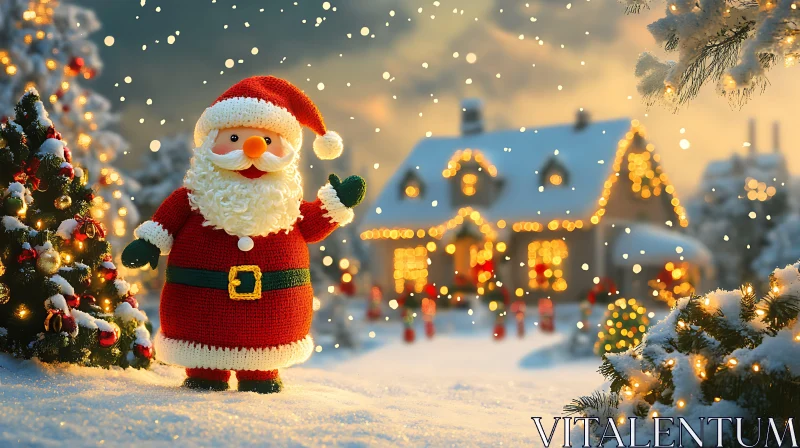 Festive Holiday Setting with Santa Claus AI Image