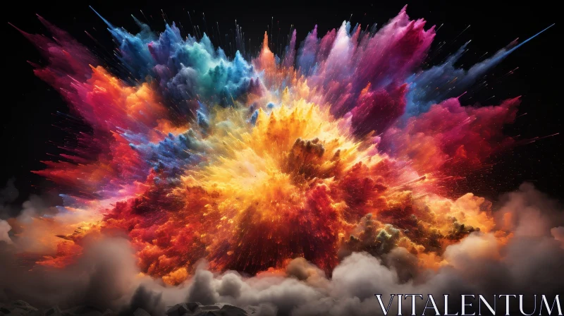 AI ART Colorful Powder Explosion on Dark Background