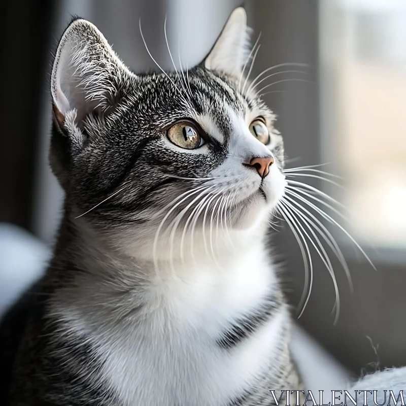 Contemplative Cat at the Window AI Image