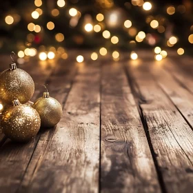 Festive Golden Decorations with Twinkling Lights