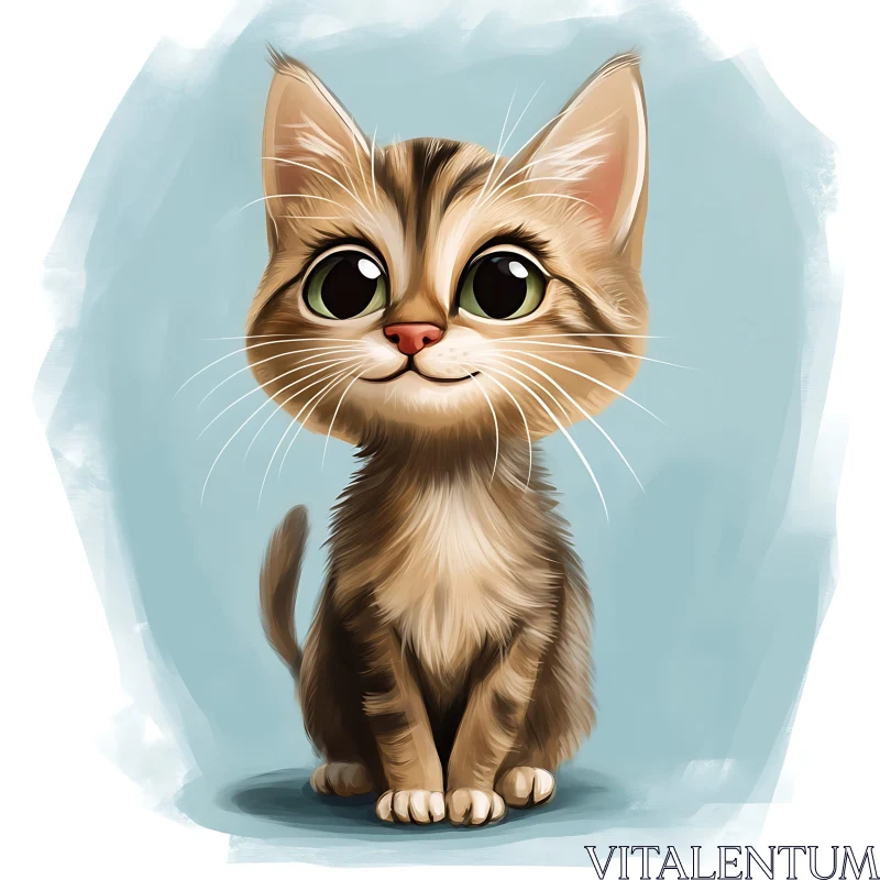 Cute Kitten Illustration AI Image