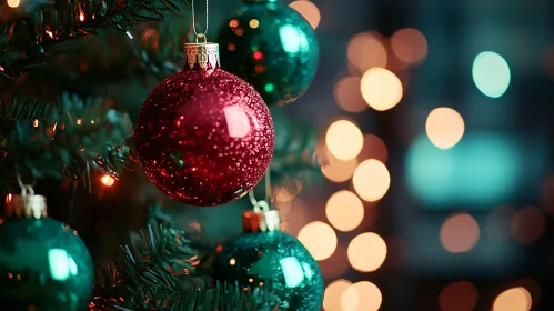 Close-Up of Christmas Tree Ornaments