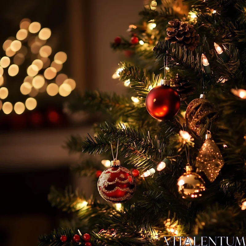 Festive Holiday Christmas Tree Decor AI Image