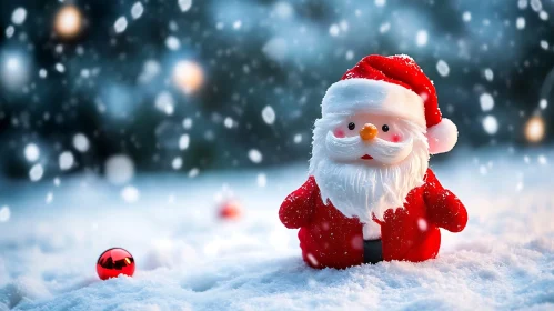 Festive Santa Claus Figure Amidst Snow