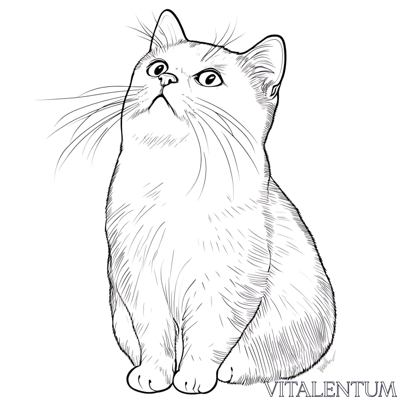 AI ART Intricate Cat Illustration in Line Art