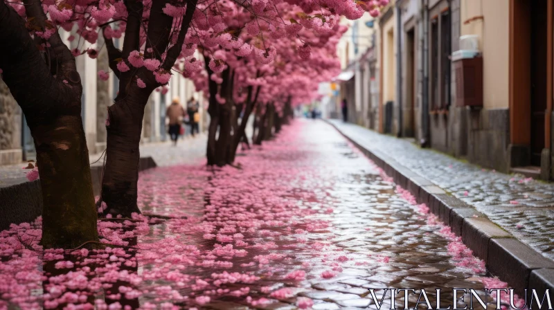 Enchanting Pink Blossom Walkway with Water Cascades | Nikon D850 AI Image