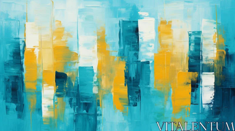 AI ART Unique Abstract Painting with Blue, Green, Yellow, and White Colors
