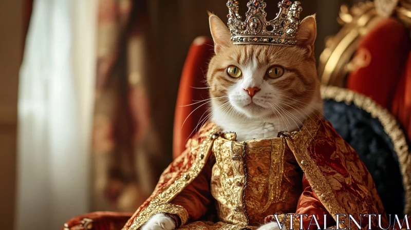 Regal Cat in Ornate Royal Costume AI Image