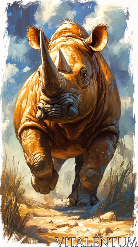 AI ART Dynamic Rhinoceros Art