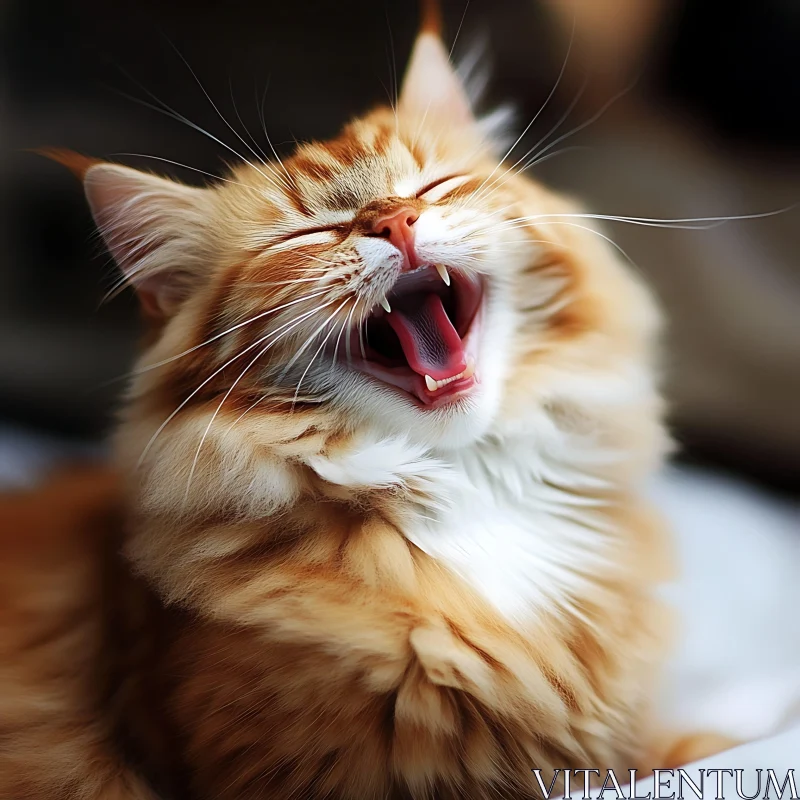 Yawning Cat Close-Up AI Image