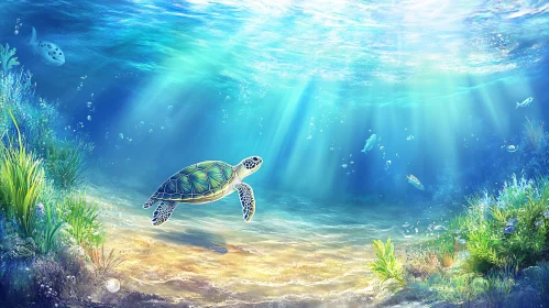 Serene Ocean Life with Sea Turtle