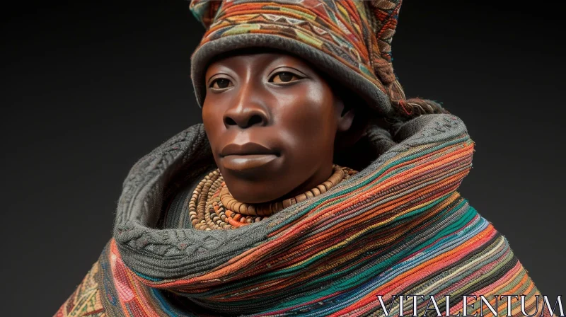 Colorful Headdress: A Captivating Portrait of a Woman AI Image